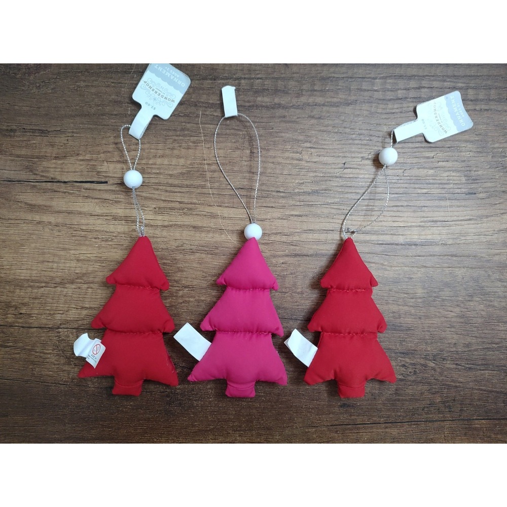 Wondershop at Target Christmas Ornaments Plush Pink Red Tree Lot Of 3 A11